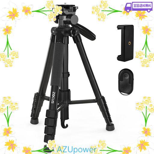 ZOCUS 三脚 リモコン付き 一脚可変式 全高1900MM 脚径26MM 5段 3WAY雲台 水準器 クイックシュー式 アルミ製 スマホホルダー キャリングバッグ付き 一眼レフ ビデオ カメラ スマホ対応 ブラック
