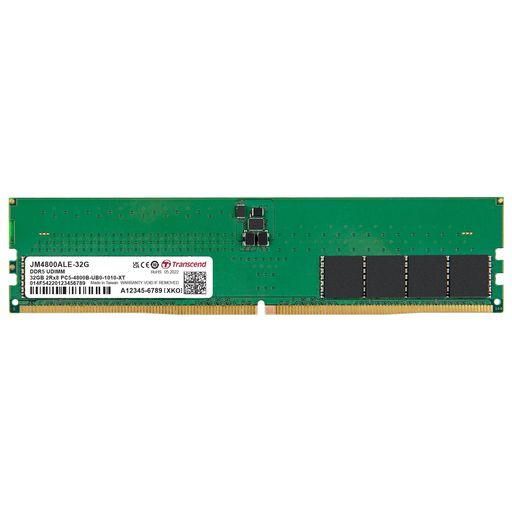 トランセンドジャパン テスクトップPC用メモリ PC5-38400(DDR5 4800) 32GB 1.1V 288PIN U-DIMM 2RX8 (2GX8)X16 CL40 無期限保証 JM4800ALE-32G