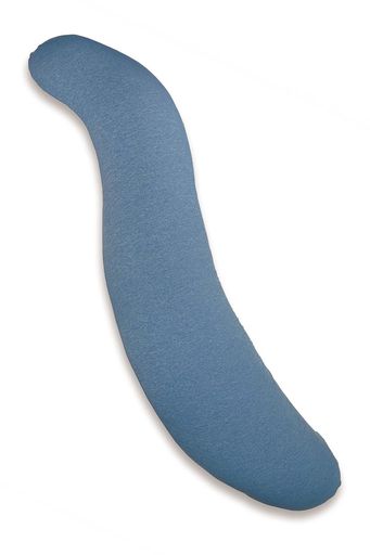 金鵄 抱き枕 日本製ビーズ クッション 115X20 S字型 (接触冷感, マルモア ミッドブルー)