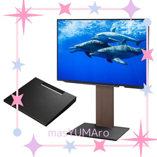 EQUALS イコールズ テレビ台 壁寄せテレビスタンド WALL V2E(2020モデル) ロータイプ +棚板ラージサイズセット 32型〜60型対応 ウォールナット (棚板:サテンブラック)
