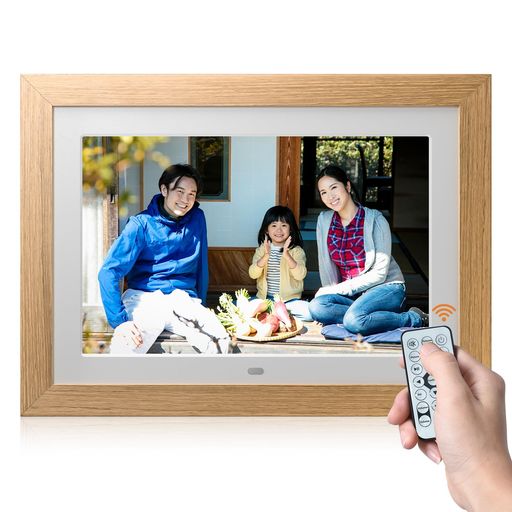 BWJBSW デジタルフォトフレーム 10.1インチ 1280×800 WIFIなし デジタル写真立て リモコン付き 写真/動画再生 256 GB SDカード/USBメモリ対応 自動回転 取り外し可能な木製フレーム 無料操作簡単 …