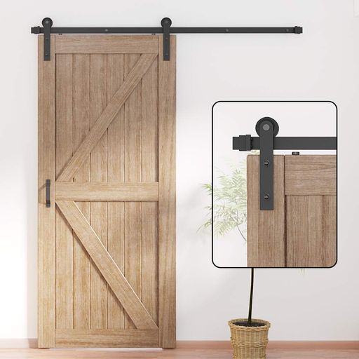 ZEKOO 吊り引き戸レール バーンドア金具 炭素鋼 引き扉 6 FT (1.83メートル) トラックレール 引き違いドア 室内ドア リフォームドア DIY 建具金物 2段式 シングル仕様