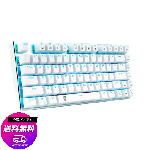 E元素ゲーミングキーボード メカニカル式キーボード USB接続有線 81キーアンチゴーストキー LEDバックライト 防水機能付きゲーマー向け英語配列 (青軸・ホワイト)