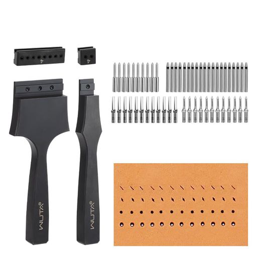 WUTA 菱目打ち 取り外し可能丸目打ち プロ穴あけ パンチ 多用途 レザークラフト 工具 DIYレザークラフト用 革細工(4MM)