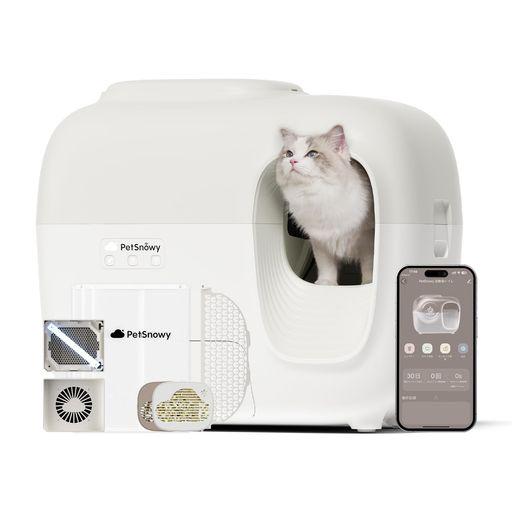 PETSNOWY【臭いを徹底分解】 猫 自動トイレ,光触媒TIO2三重消臭 清掃