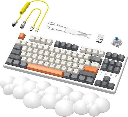 MAMBASNAKE X ZIYOU LANG K87 ゲーミング キーボード コンパクト 三つ接続モードBLUETOOTH5.0/2.4GHZ/TYPE-C メカニカルキーボード充電式 吸音フォーム RGBバックライト潤滑衛星軸体