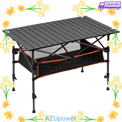 NIGHT CAT アウトドアテーブル 折り畳みテーブル 高さ調整可能 キャンプテーブル アルミ ロールテーブル ポータブル 防水 耐荷重75KG BBQ バーベキュー 組み立て簡単 95X55CM