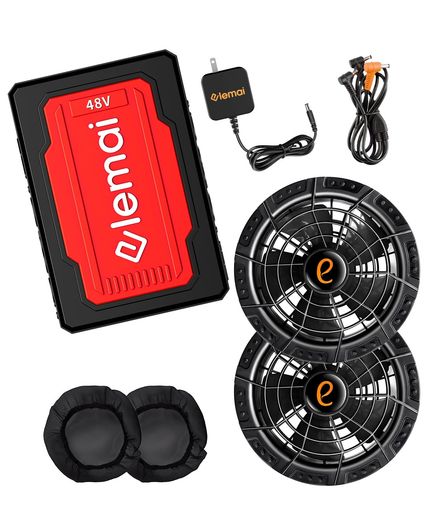 【妥協なき暴風 48V最強進化】2025新型ファンバッテリーセット 2種類モード搭載 PSE認証済 作業服専用 大容量 急速充電 熱中症対策 暑さ対策グッズ(黒羽根)