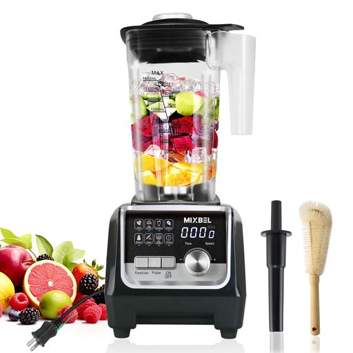 MIXBEL 業務用ミキサー 大容量 2L ブレンダー 業務用 9段階調節 48000RPM高速回転 多機能 洗える ワンボタン洗浄 2200W ミキサー ジューサー
