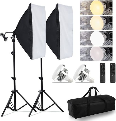 ソフトボックス【 2024新登場LED撮影用ライト】写真撮影ソフトボックス 50X70CM 照明キット 遠隔操作 3色ライトモード 2800K-6000K 撮影用照明 写真照明用セット 三脚付き 調整可能スタンド 収…