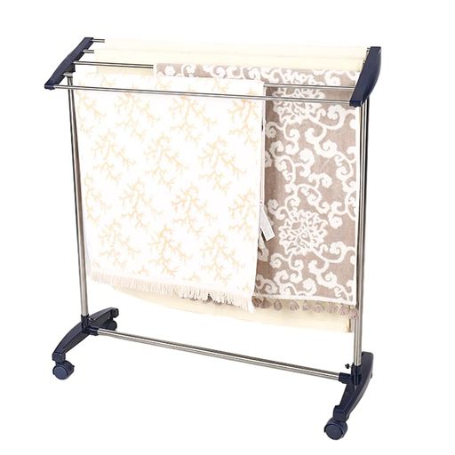 HRS タオル干しラック タオルハンガー バスタオル干し 室内物干し フェイスタオル干し スタンド キャスター付き ステンレススチール 約幅83*奥行31.5*高さ89CM (ブルーブラック)