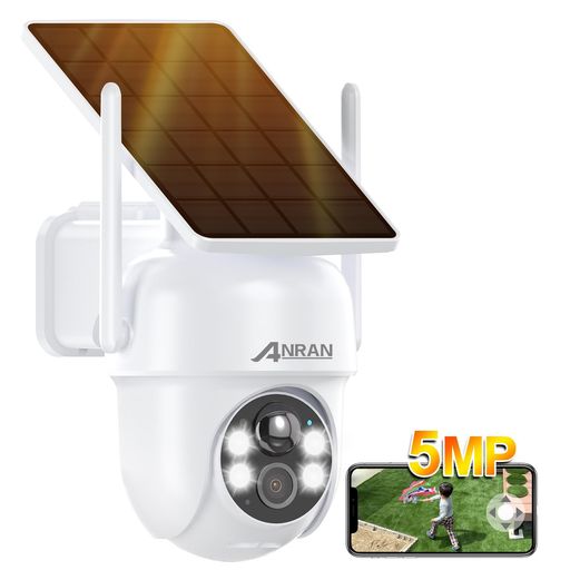 【2025最新500万超高画素・ソーラー一体型・高効率充電】 ANRAN 防犯カメラ 屋外 ソーラー 一体型 完全ワイヤレス 防犯カメラ 無線 電源不要 配線工事不要 監視カメラ 屋外 ALEXA対応 360°広角…
