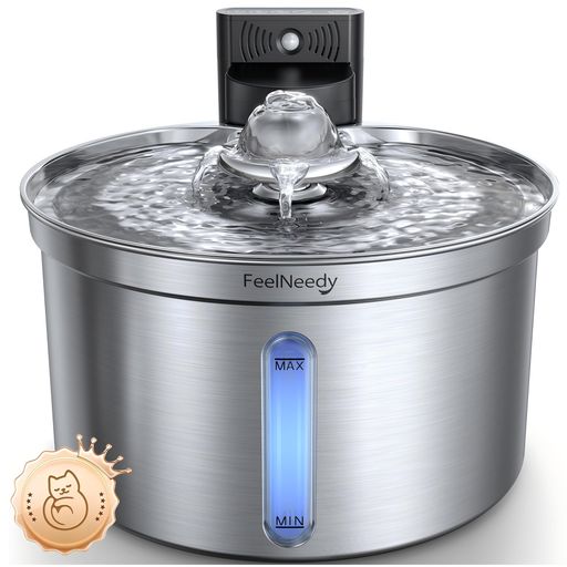 猫 給水器 コードレス充電式 自動 FEELNEEDYステンレス製 ペット用ウォーターボウル 3段階水流モード(センサー/間欠/連続) 多層フィルター付き ワイヤレス 猫 水飲み場 給水機 304ステンレス …
