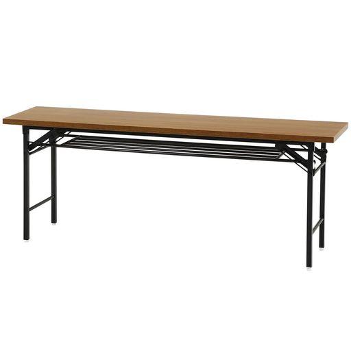 不二貿易 会議用テーブル 折りたたみ ハイタイプ 長机 幅1800×奥行450×高さ700MM ミーティングテーブル ブラウン 41389