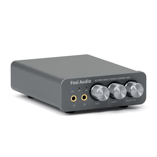 FOSI AUDIO K5 PRO DAC ヘッドフォンアンプ マイク入力可 ミニ 小型 HIFI ステレオ デジタル DAC ゲーム用 USB-C/光/同軸入力 RCA/3.5MMヘッドホン出力 
