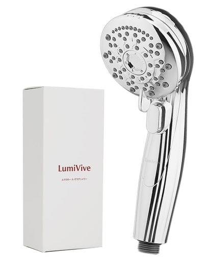 LUMIVIVE シャワーヘッド 高水圧 マイクロナノバブル 節水 塩素除去 ファインバブル 保温保湿 毛穴の汚れ対策 美肌 4種変換アダプター付き フィルター内蔵 (シルバー)