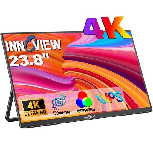 INNOVIEW モバイルモニター 23.8インチ 4K モバイルディスプレイ UHD(3840*2160) 100%SRGB 60HZ ポータブルモニター 大画面 ゲーミングモニター IPS液晶パネル 非光沢 HDRモード FREESYNC 39,389円