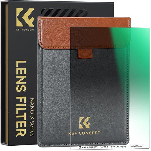 K&F CONCEPT 角型フィルター ハーフNDフィルターGND16 ソフト 明暗差調整 GND1.2 光学ガラス 100*150*2MM