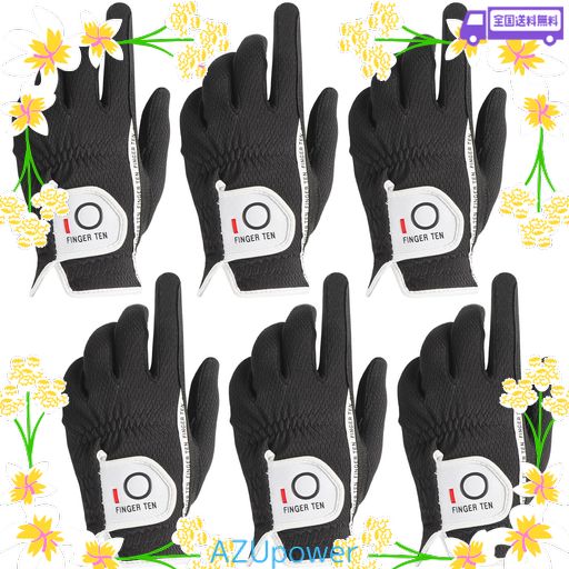 ゴルフグローブ メンズ 6枚セット スエード調合成皮革 繊維布 メッシュ素材 ソフト 通気 速乾 耐摩擦性 丸洗い可能 マジックテープ 多機能 全天候型 破れにくい ゴルフ手袋 MLT24