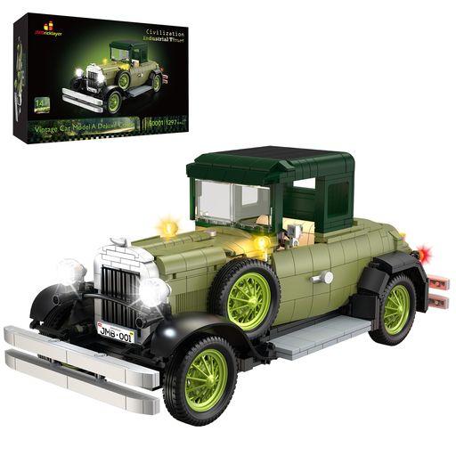 JMBRICKLAYER レトロカー 組み立てセット、車 ビルディングブロックセットライト付き 50001、大人向け カーズ 組み立て モデル玩具、クラシックカー おもちゃ 玩具 プレゼント 誕生日 ブロッ…