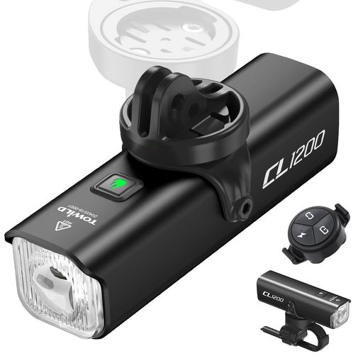 TOWILD CL1200 リモコン付き 自転車フロントライト USB-C充電式 1200ルーメン 5000MAH大容量 ロードバイク/クロスバイク用 下付け サイクルライト 夜間走行 サイクリング用ライト
