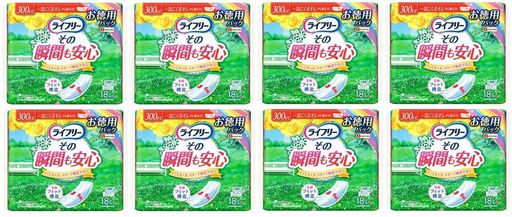 【まとめ買い】ライフリー その瞬間も安心 女性用尿ケアパッド 300CC 18枚 34CM【一気にくる尿もれが心配な方 】×8個