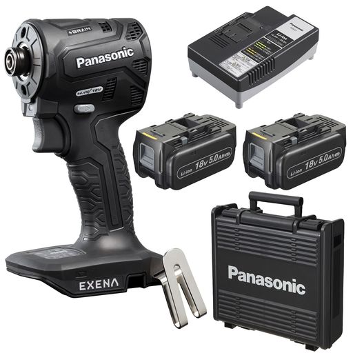 パナソニック(PANASONIC) 充電インパクトドライバー EZ1PD1 スタンダードセット 【ONE ATTACH対応】 (18V 5.0AH電池パック×2個/充電器/プラスチックケース付) EXENA デュアル(14.4V/18V対応)