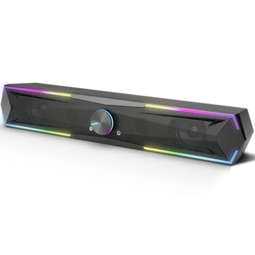 【最新BLUETOOTH5.4 & USBダイレクト】 KSTIME PC スピーカー サウンドバー 10W RGB ゲーミングスピーカー 六つのスピーカーユニット 二重対称インバーターチューブ ステレオ 大音量&豊かな低音