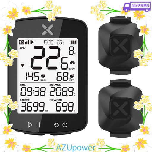 XOSS GPS サイクルコンピュータ スピード ケイデンスセンサーセット ワイヤレス BLUETOOTH ANT+対応(G+2,VORTEX 2PCS)
