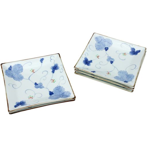 有田焼 親峰窯 つたぶどう 角 取皿 セット 52441