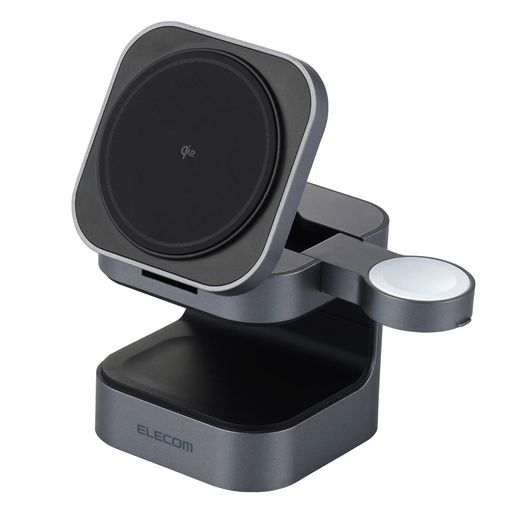 エレコム QI2 充電器 ワイヤレス 15W 3IN1 APPLE WATCH 認証モジュール付き スタンド型 ブラック EC-MS09BK