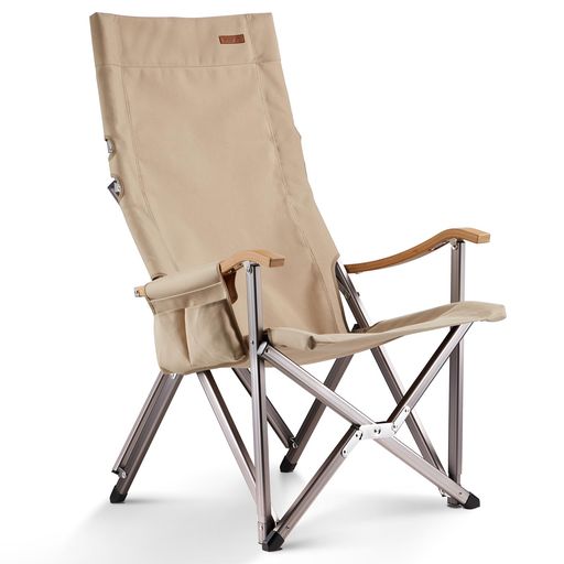 ICECO アウトドアチェア 耐荷重285KG・1600D座面・A7075アルミ合金フレーム・ハイ/ローバック切替可能・竹製手すり キャンプ 折りたたみ コンパクト ガーデン 室内用 (ベージュ)