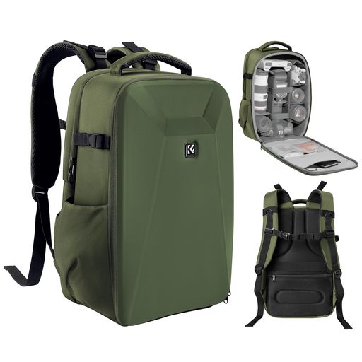 K&F CONCEPT カメラバッグ カメラリュック リュックサック 大容量 おしゃれ EVA耐衝撃 22L 16インチPC収納&三脚収納可 一眼レフカメラバッグ