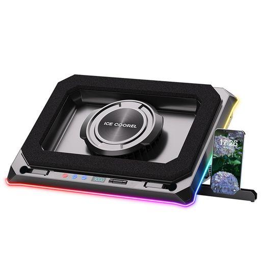 OUSEITECH ノートパソコン冷却パッド 冷却ファン RGBライト ターボブースト技術急速冷却48度 15-21インチに対応 冷却台 (無段階風量調整/14CM大口径遠心ファン/4 IN 1 USBハブ/LED ディスプレイ)