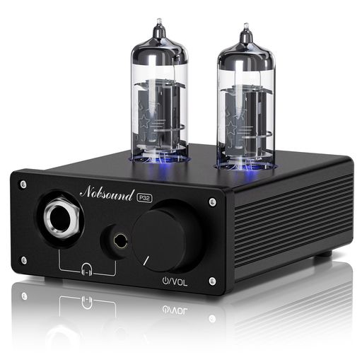 NOBSOUND P32 ミニ 真空管 ヘッドホンアンプ & プリアンプ 6J5チューブ搭載 1000MW高出力 (24-600Ω対応) オペアンプ/チューブ交換可能 3.5MM/6.35MM AUX/RCA入力 DC5V駆動 コンパクトデザイン