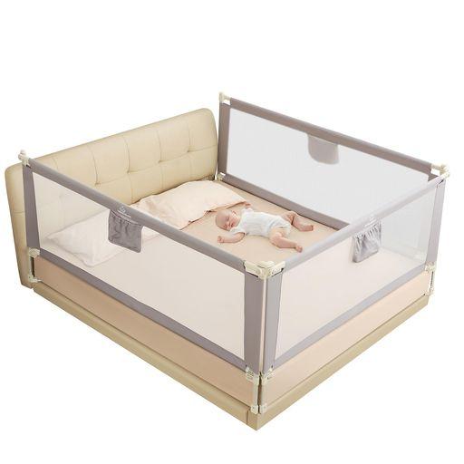 BABYALLY 幼児用ベッドガード 折りたたみ式ベッドフェンス 転落防止 取り付け簡単 高さ調節可能なベッドガード、安定したU字型ベース、幼児、赤ちゃん、子供用 (200X200X180CM)