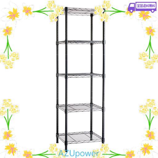 AMAZONベーシック 5段スリムスチールラック 棚 メタルラック キッチンラック 耐荷重340KG 幅41CM X 奥行41CM X 高さ137CM ブラック