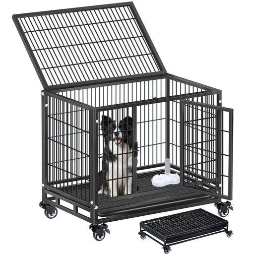 ZYLKEKL 犬のケージ 犬 サークル ペットサークル L【106*72*87CM】・【ブラック】屋根付き ペットケージ 犬用 小型犬 中型犬 大型犬 折りたたみ可能 キャスター付き引き出し式トレー 工具不要… 12,586円