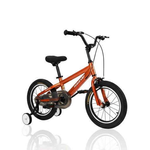自転車 子供 子供用自転車 男の子 女の子 後部座席/荷物ラック アルミニウム製フレーム 補助輪 安全設計の手ブレーキとコースターブレーキ搭載 (オレンジ色,16”)