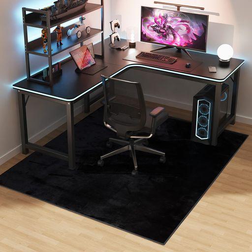 ZPAI ゲーミングチェアマット フランネル素材 130×160CM デスクチェアマット 滑り止め加工 ゲーミングマット 短毛タイプ 厚さ4MM 防音 床保護 デスクカーペット フローリング 傷防止 床暖房OK…