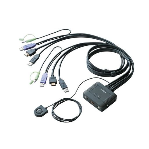 エレコム KVMスイッチ HDMI USB 切替器 スピーカー 手元スイッチ 2台 KVM-HDHDU2