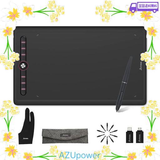ARTISUL ペンタブ 板タブ スマホで使える板タブ 傾き検出機能 エクスプレスキー7個 WINDOWS/MAC/ANDROID対応 オンライン授業 ペンタブレット 10×6.3インチ 【ARTISUL M0610PRO】？2年保証？