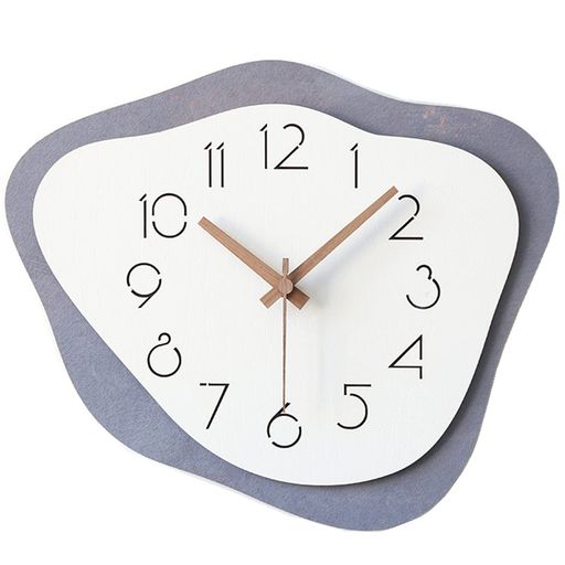 §BOMU-TECH∞BOMU壁掛け時計 おしゃれ 人気 北欧 静音 創意 不規則 壁掛け 時計 白木目と皮の質感時計 二重スプライス 立体感強い 凹み彫刻大数字 見やすい 12インチ 連続秒針 アナログ 木製…