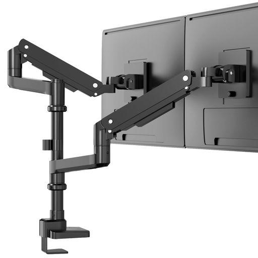 WORLDLIFT モニターアーム デュアル 上下2画面 ロングポール 17~49インチ対応 耐荷重2~20KG/1モニター ガススプリング アーム 縦/横並び グロメット式&クランプ式 VESA規格対応