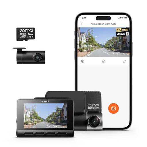 【最新4K UHD超高精細記録】70MAI DASH CAM 4K A810ドライブレコーダー 前後2カメラHDR対応 小型ドラレコ 液晶画面 STARVIS 2搭載 SONY製IMX678センサー 超強暗視 24時間駐車監視 ADAS安全運転支援機能 
