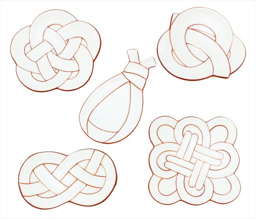 24TO3 西富陶磁器 有田焼 皿 セット 田清窯 結び 小皿 プレート 皿 5柄 赤 迎春 お正月 食器 日本製