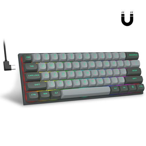 E元素 HZ-61 60% エスポートゲーミングキーボード ラピッドトリガー磁気キースイッチメカニカルキーボード ホットスワップ可能 調節可能なアクチュエーション コンパクト設計61キー PBTキ…