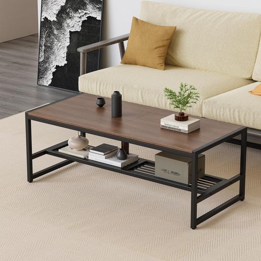 ANOVARA ローテーブル 一人暮らし リビングテーブル 幅105CM センターテーブル ソファーテーブル コーヒーテーブル ローテーブル おしゃれ ヴィンテージ コンパクト 収納付き(ウォールナッ…