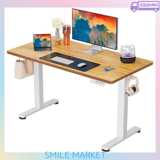 ERGEAR 電動 オフィスワークテーブル 昇降式デスク スタンディングデスク 幅100CM 耐荷重80KG 高さメモリー機能 上下自動昇降 静音 収納フック付き 机 作業机 テレワーク 【幅100 X 奥行き60 X