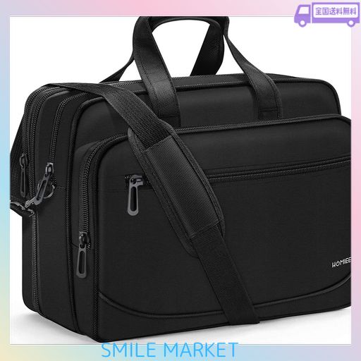 [HOMIEE] ビジネスバッグ メンズ PC バッグ 17インチ ブリーフケース 2WAY 大容量 マチ拡張可能 パソコンバッグ A4 PC対応 ショルダーバッグ 自立 リクルート 就活 ビジネス 通勤 通学 出張 ブラ…